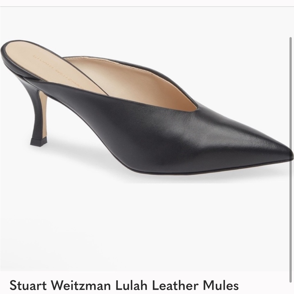 Stuart Weitzman Elegant Black Leather Mules - Picture 3 of 3